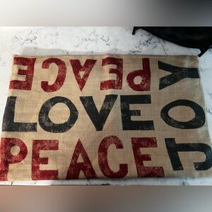 Pottery Barn Burlap 16" x 26" Holiday Pillow Cover PEACE LOVE JOY
Used once